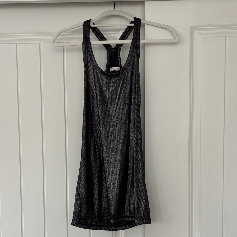 Zoa New York Sheer Shimmer Gray Racerback Tank